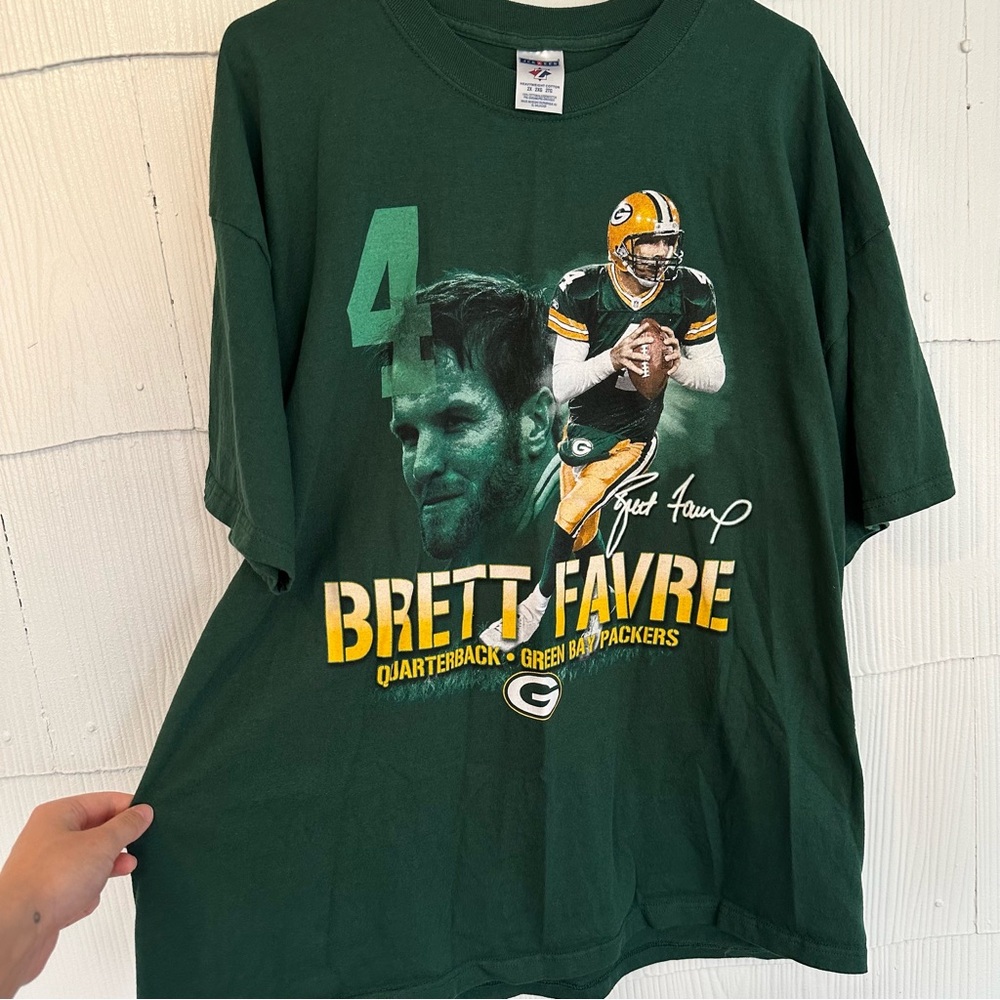 2X Brett Favre Green Bay Packers Quarterback Short Sleeve T-Shirt